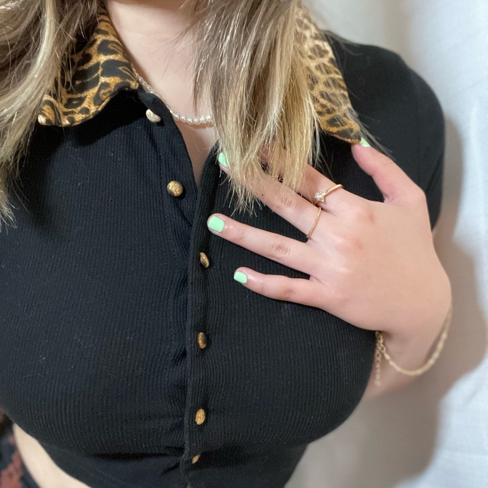 Cheetah Button Up Crop Top